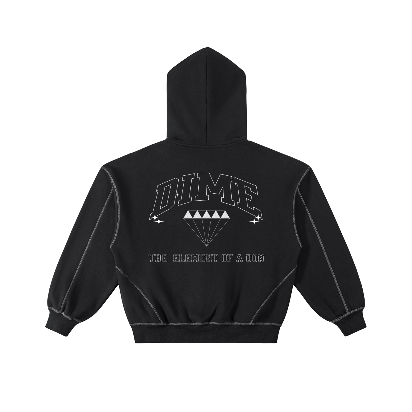 Contrast-Stitched Boxy Fleece Zip DIME Hoodie