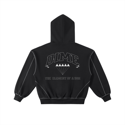 Contrast-Stitched Boxy Fleece Zip DIME Hoodie